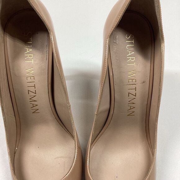 Stuart Weitzman Beige Patent Leather Pointed Toe Heels Size 9.5 - Picture 4 of 14